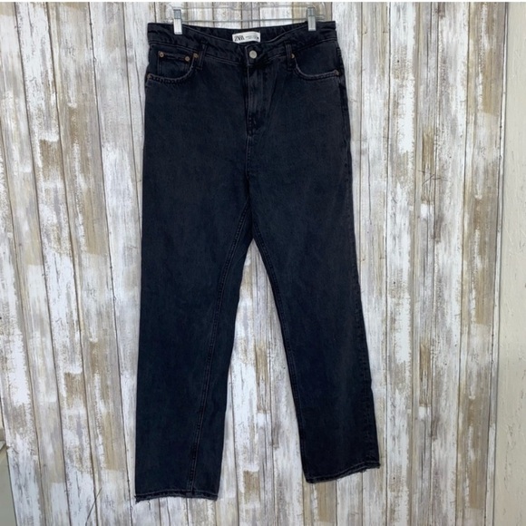 Zara Denim - Zara Black High Rise Straight Leg Jeans